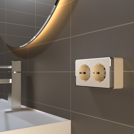 Розетка двойная с заземлением (шампань рифленый) Gallant ОУ IP20 Werkel