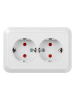 Розетка угловая двойная 2П+З открытой установки с з/ш IP20 250В 16А белая "Ладога" TDM