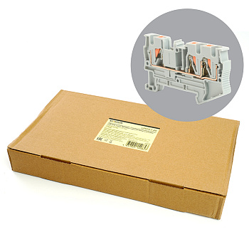 Зажим пружинный, 3-проводной проходной ЗНИ - 4, JXB PT 4 TW, серый LD573-1-25 STEKKER