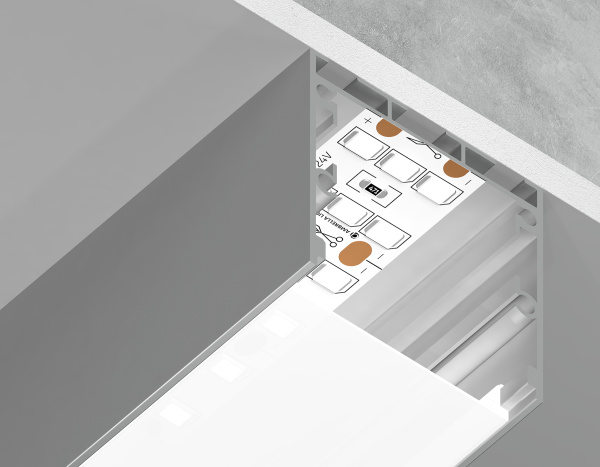 Алюминиевый профиль накл/подвес "Profile System" серебро/матовый рассеив. 2000*35*35, 2 заглушки, 4 крепл. в компл. (для ленты до 26мм) Ambrella Light
