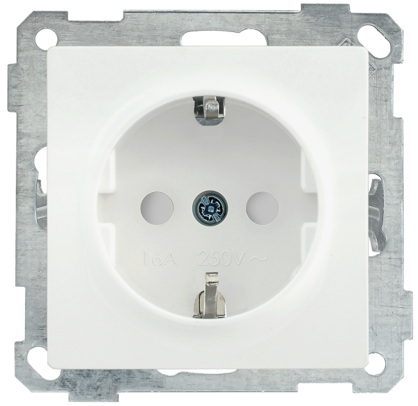 Розетка РС14-1-0-Б с з/з с защитной шторкой 16А BOLERO белый IEK