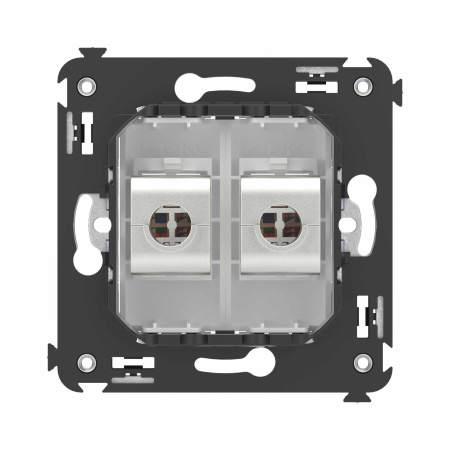 Компьютерная розетка RJ-45 без шторки в стену, кат.6 двойная экранированная, "Avanti", "Белое облако" DKC