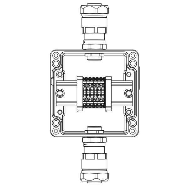 Взрывозащ. клемм. коробка из алюминия TBE-A-12-(6xCBC.2)-1x6018ANP22BKM2SB(A)(C)1Ex e IIC Т5 Gb / Ex tb IIIC T95°C Db IP66 DKC
