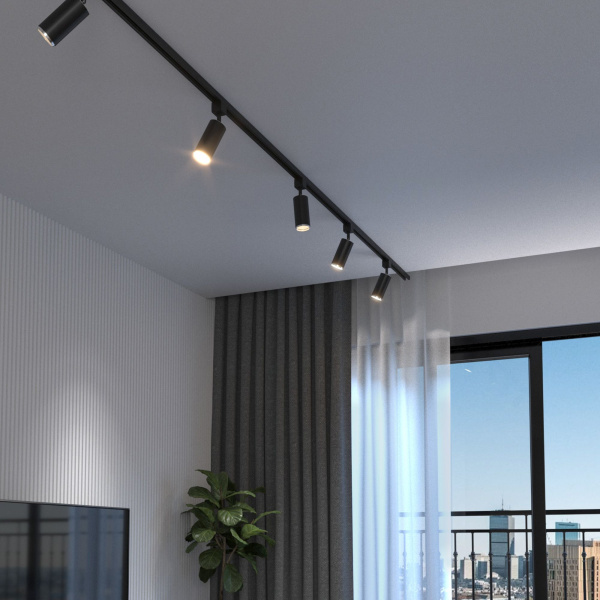 Трековый светильник для однофазного шинопровода 1*GU10 хром/черный IP20 Svit (a048166) Elektrostandard