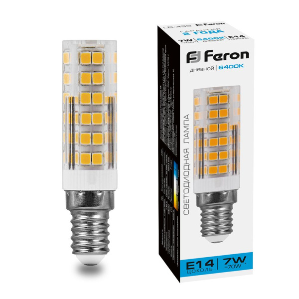 Лампа светодиодная Feron LB-433 E14 7W 6400K Лампа светодиодная Feron LB-433 E14 7W 6400K