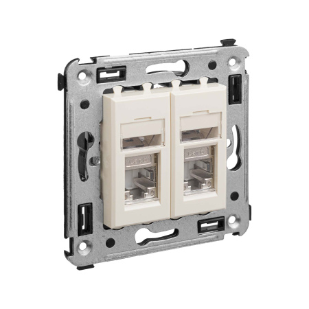 Компьютерная розетка RJ-45 в стену, кат.6 двойнаяэкранированная,"Avanti", "Ванильная дымка" DKC