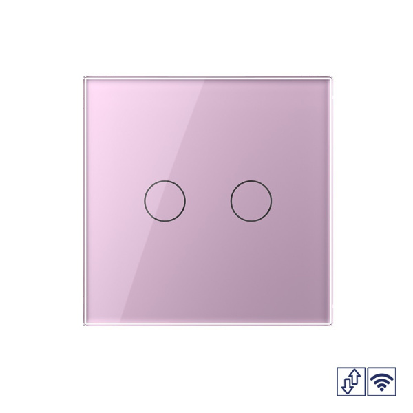 Сенсорный радиоуправляемый выключатель для жалюзи 2 клавиши 1 модуль Розовый Livolo