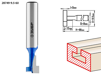 9.5x12мм, высота 5мм, фреза пазовая Т-образная №1 ЗУБР