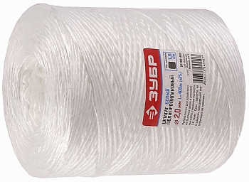 Шпагат полипропиленовый, d=2,0 мм, 400м, белый, 22 кгс, 1,6 ктекс ЗУБР