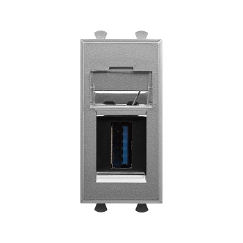 USB 3.0 розетка модульная, тип А-А, "Avanti", "Закаленная сталь", 1модуль DKC