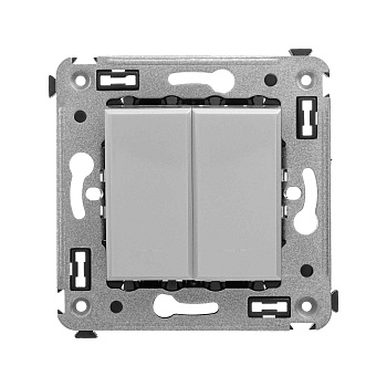 Перекрестный переключатель двухклавишный в стену, "Avanti", "Закаленная сталь" DKC