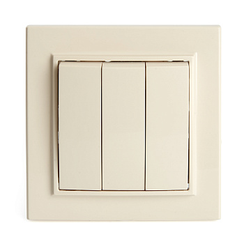 Выключатель 3-клавишный STEKKER PSW10-9007-02, 250В, 10А, серия Эрна, слоновая кость