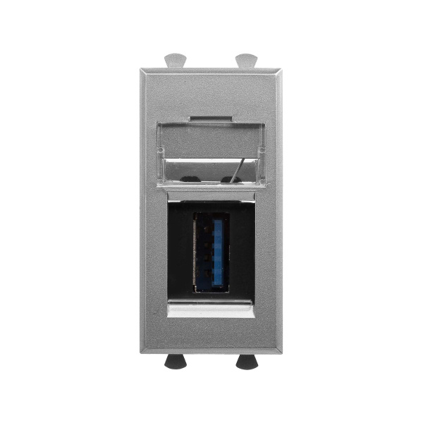 USB 3.0 розетка модульная, тип А-А, "Avanti", "Закаленная сталь", 1модуль DKC