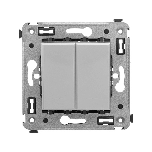 Перекрестный переключатель двухклавишный в стену, "Avanti", "Закаленная сталь" DKC