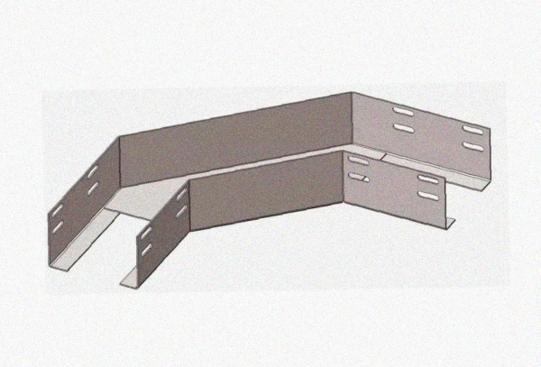 Лоток угловой замковый глухой КГЗГ 300х100-135 УТ1,5 поворот на 135, оцинкованный лист, S0,8