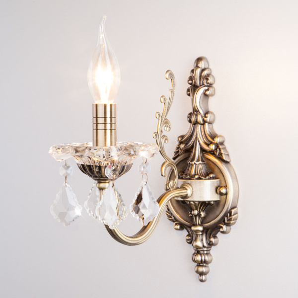 Бра с хрусталем 1*E14 60Вт античная бронза IP20 Elisha (3281/1 античная бронза) Eurosvet