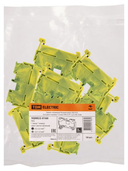 Зажим клеммный безвинтовой ЗКБ PEN быстрого зажима 1,5 мм2 (Ph-C PT 1,5/S-PE) TDM Зажим клеммный безвинтовой ЗКБ PEN быстрого зажима 1,5 мм2 (Ph-C PT 1,5/S-PE) TDM