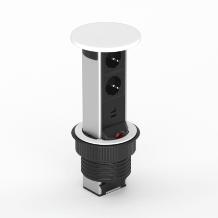 Donel Настольный встраиваемый выдвижной розеточный блок Vertical 6 мод. (3 мод. 45х45), белый