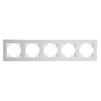 Рамка 5-местная, стекло, STEKKER, GFR00-7005-01М, серия Катрин, белый матовый