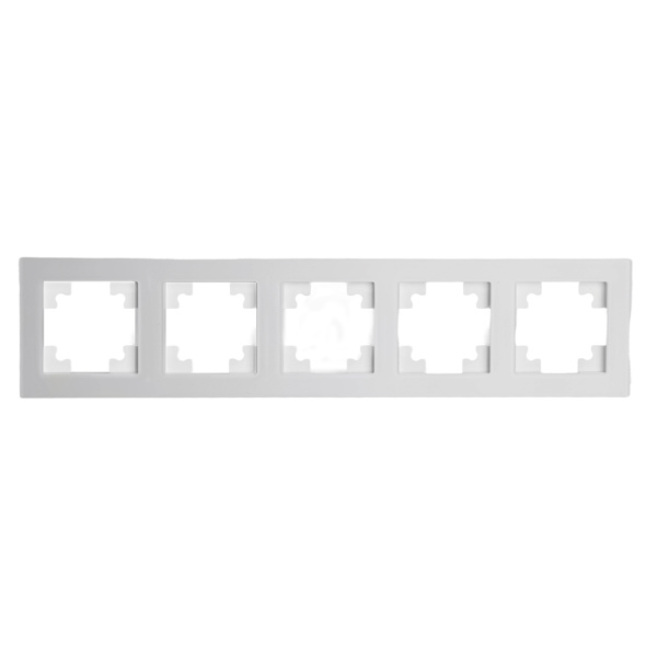 Рамка 5-местная, стекло, STEKKER, GFR00-7005-01М, серия Катрин, белый матовый