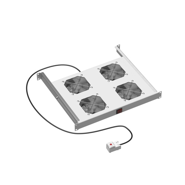19" Вентиляторный модуль 4 вентилятора с термостатом для 19" IT-корпусов ДКС серии STI/CQE, RAL7035 DKC
