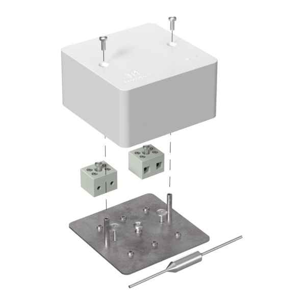 Коробка огнестойкая для кабель-канала 40-0460-FR6.0-4-П Е15-Е60 (латунь) с термопредохранителем 85х85х45 Промрукав (87 шт/уп)