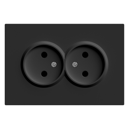 Розетка 2-местная с защитной шторкой, STEKKER, б/з, 250В, 16А, серия Эмили, RST16-5116-05, черный уголь, soft touch