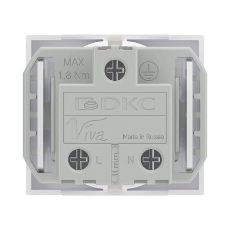 Розетка силовая 2Р+Е, со шторками, «Viva», 2 мод., цвет белый DKC