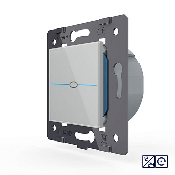 Одноклавишная сенсорная кнопка Quadro 12/24В, цвет серый (механизм) Livolo