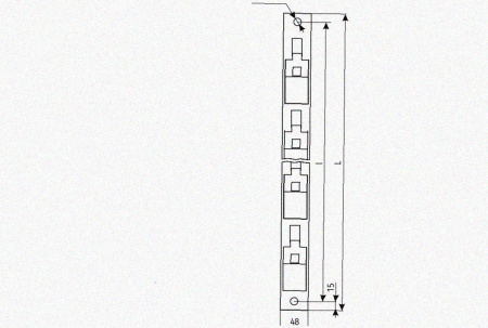 Стойка кронштейна рожкового криволинейного К1351.001А-06, лак, (1...15 рожков), L2050мм, S3,0