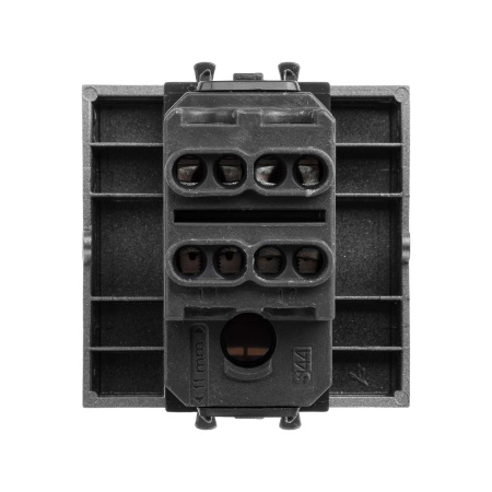 Выключатель двухполюсный одноклавишный модульный "Avanti", "Закаленная сталь", 2 модуля DKC