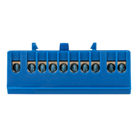 Шина "0" N (6х9мм) 10 отверстий латунь синий изолированный корпус на DIN-рейку PROxima EKF