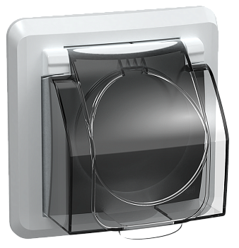 Розетка 1-местная РСбш10-3-ВБ с з/з с защитной шторкой и крышкой 16А IP44 ВЕГА белый IEK