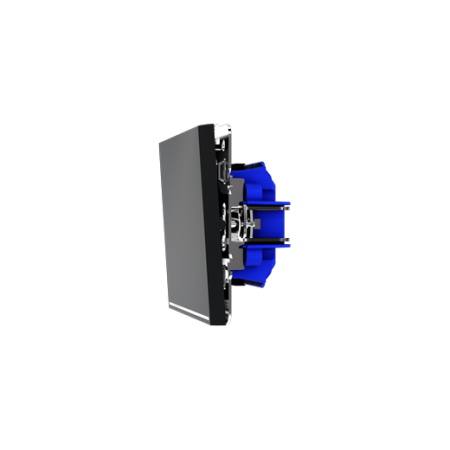 Проходной переключатель встраиваемый Voltum S70 одноклавишный с подсветкой 10А, (черный матовый)