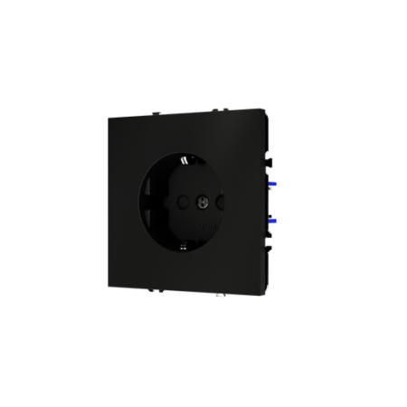 Розетка встраиваемая Voltum S70 с заземлением и защитными шторками, 16А, (черный матовый)