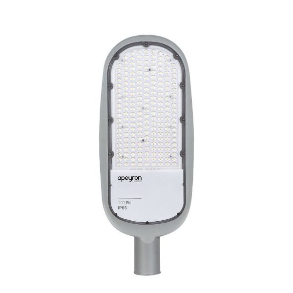 29-06 Светильник светодиодный, уличный, консольный 200Вт, 230/50Гц, 22000лм, 5000К, IP65, КСС "Ш", 595*230*80мм, Ф60мм, серый APEYRON