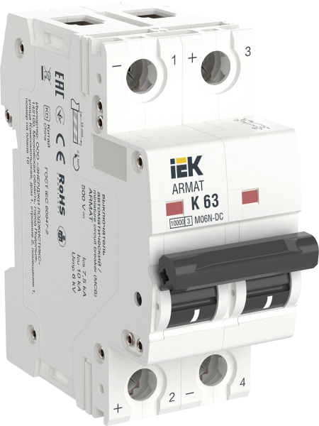 Выключатель автоматический ВА МОД M06N-DC 2П K 63А ARMAT IEK