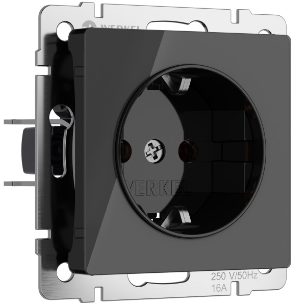 Встраиваемые механизмы Розетка с заземлением (черный акрил) IP20 Werkel 