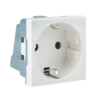 Розетка 45х45 с заземлением, 90 градусов, белая EKF