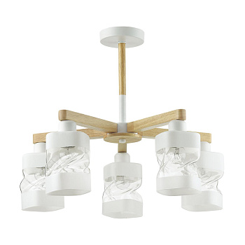 Люстра потолочная E27 5*60W 220V BONNIE белый,дерево LUMION