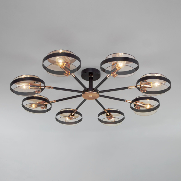 Потолочный светильник в стиле лофт 8*E14 60Вт золотой, черный IP20 Gallo (70121/8 черный) Eurosvet