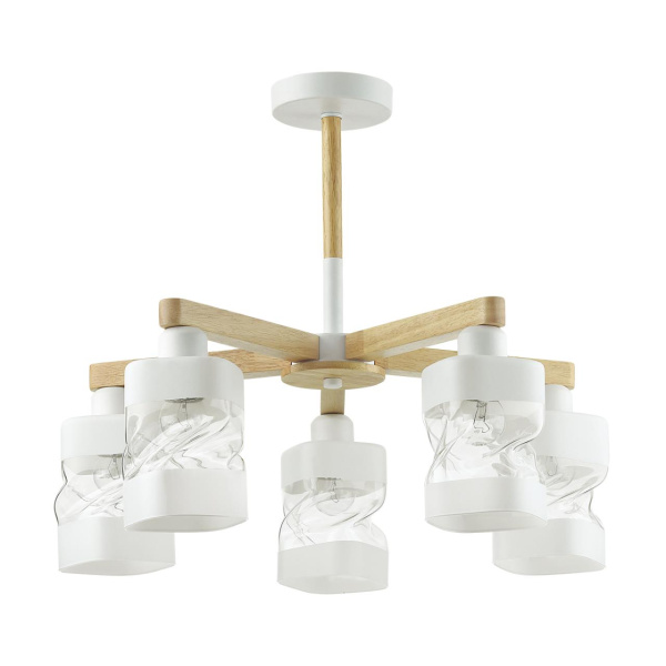 Люстра потолочная E27 5*60W 220V BONNIE белый,дерево LUMION