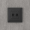 Компьютерная розетка RJ-45 без шторки в стену, кат.5е двойная, "Avanti", "Черный матовый" DKC
