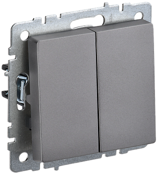 BRITE Выключатель 2-клавишный 10А ВС10-2-0-БрС сталь IEK