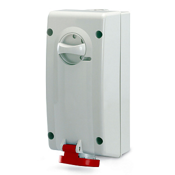 Розетка настенная с механической блокировкой и боковым расположением разъема IP44 16А 3P+E 400В DKC