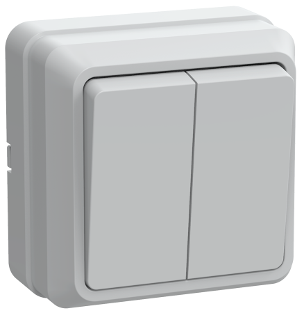 Выключатель 2-клавишный ОУ ВС20-2-0-ОБ 10А ОКТАВА белый IEK