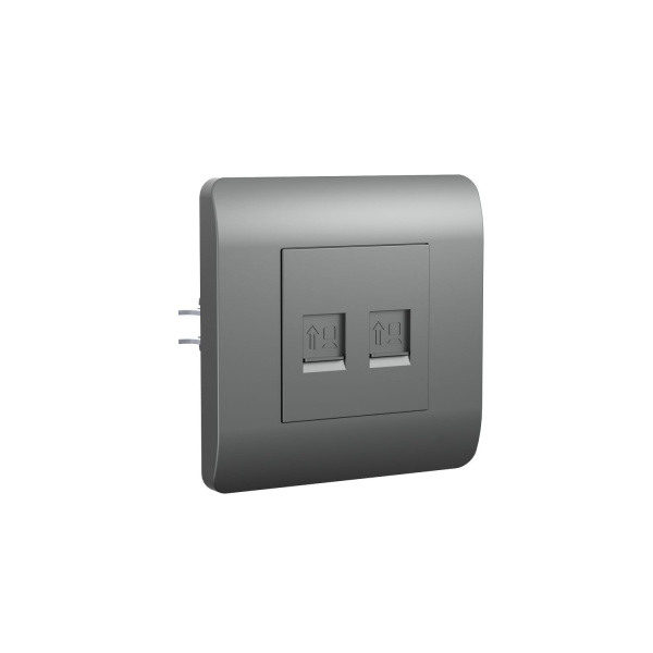 Розетка компьютерная 2xRJ45, серебряный NEW3-E CHINT