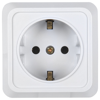Розетка 2П+3 открытой установки IP20 16А 250В (керамика) белая "Альфа" General