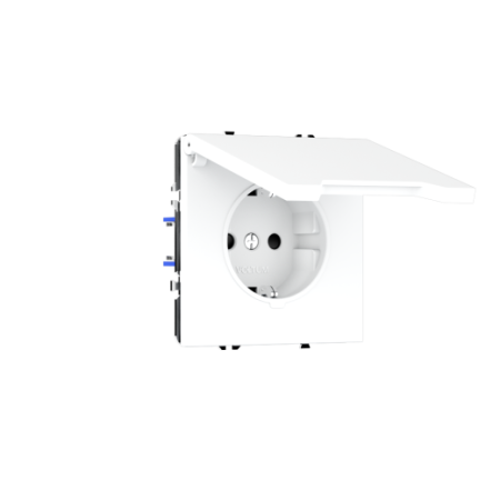 Розетка встраиваемая Voltum S70 с заземлением, защитными шторками и крышкой 16А, (белый матовый)