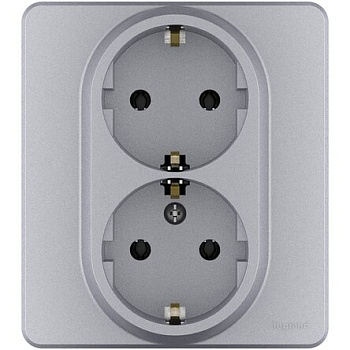 INSPIRIA Розетка СУ 2 мест. с зазем. 16А алюминий IP20 Legrand